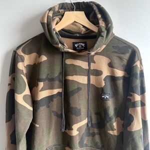 Billabong Hoodie Mens S Brown Green Camo Kangaroo Pocket Skater Surfer Grunge